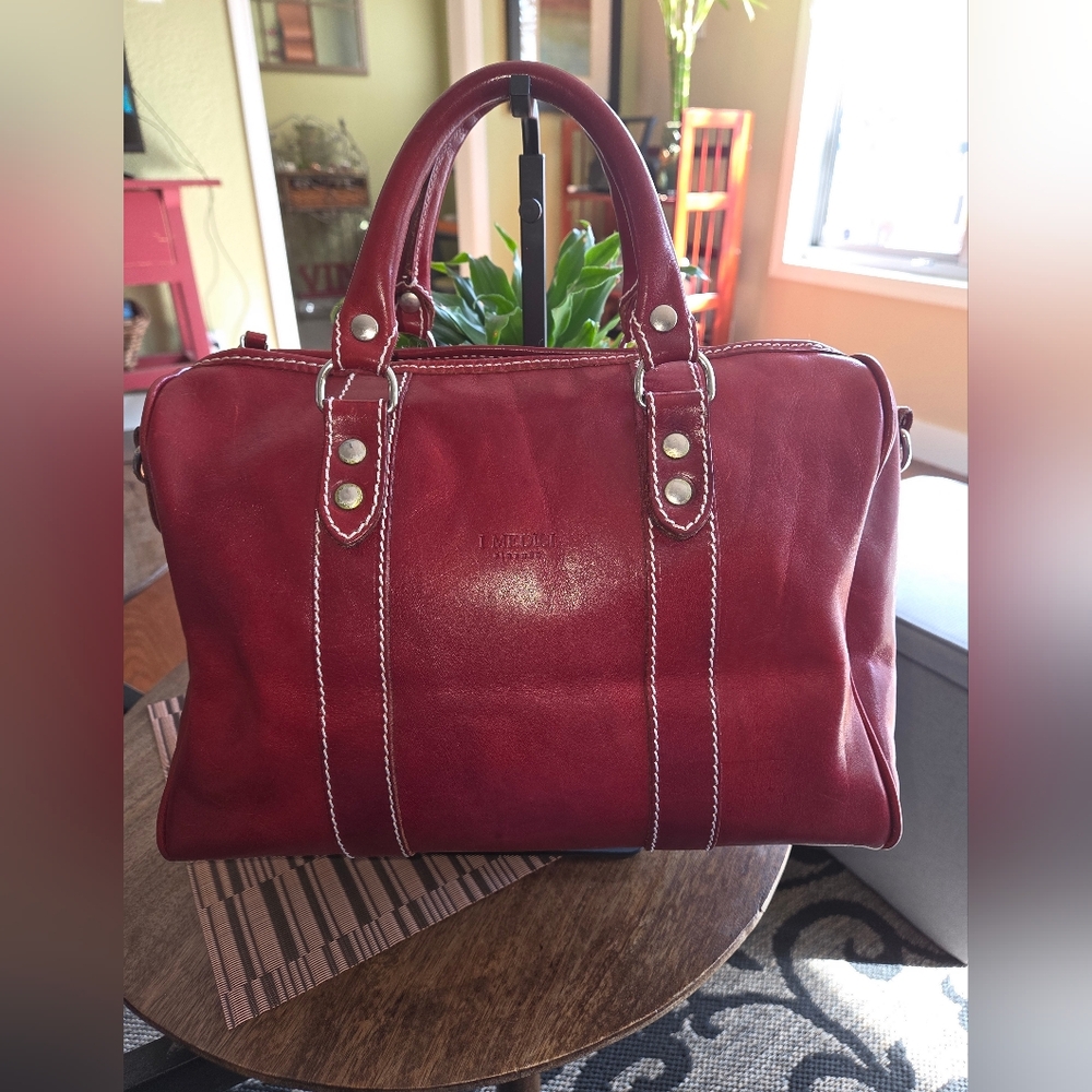 I Medici Large Red Leather Satchel